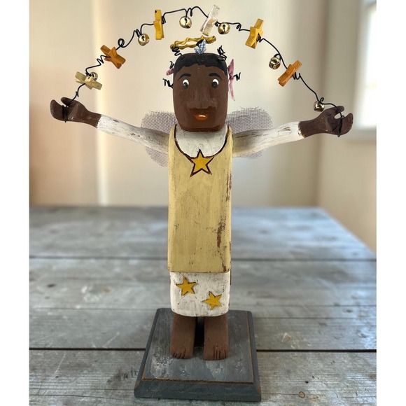 Other - One of a Kind Whimsical Wooden Hand Carved Angel Cerri Noto Signed Folk Art